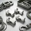 U Grooves Rope Guide Pulley Block Set In Stainless Steel for Fixed Point Mounting, Small Equipment Line Guidance, 4Pack