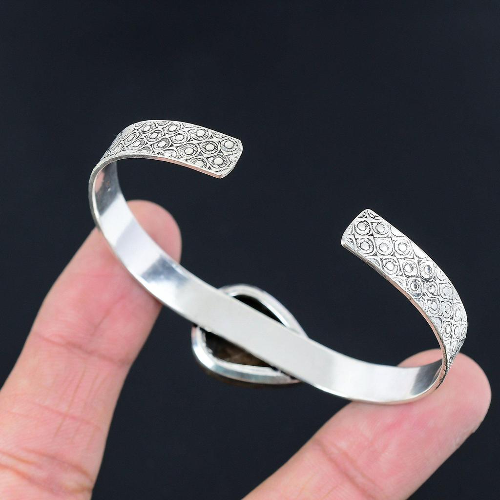Daughters Day Deal Polychrome Jasper Stone Artisan Bangle Bracelet 925 Silver