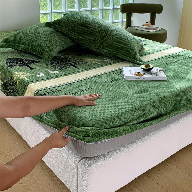 New A-class Milk Fleece Bed Sheet Thickened Warm Mink Fleece Mattress Cover Fully Wrapped