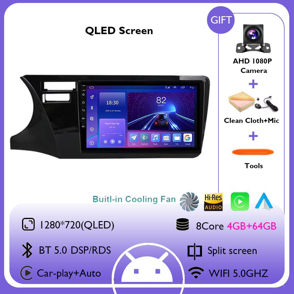 Android 14 Carplay Auto 4G+WIFI Car Radio For Honda City 2014 2015 2016 2017 GPS Navigation Multimedia Video Player Stereo Audio