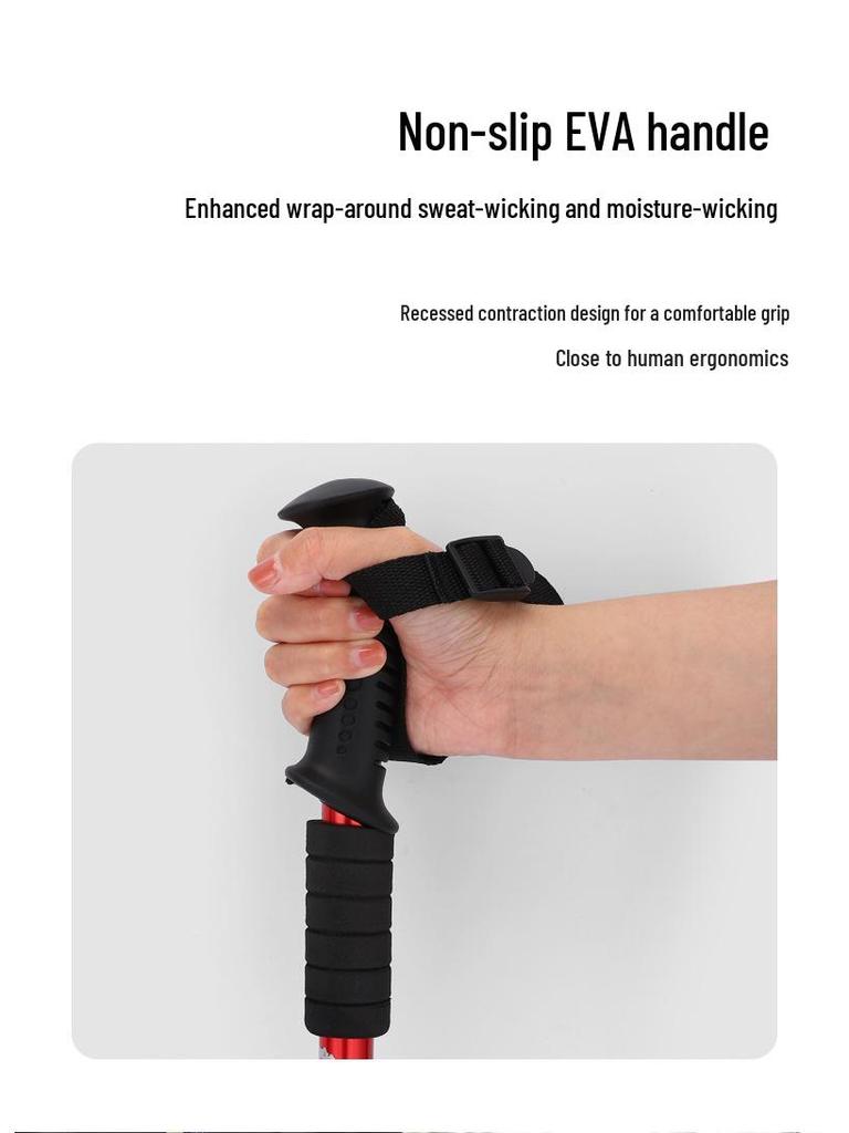 Outdoor Aluminum Trekking Pole/Walking Stick: Straight, T-Grip, Curved, Telescopic Options for Hiking and Skiing.