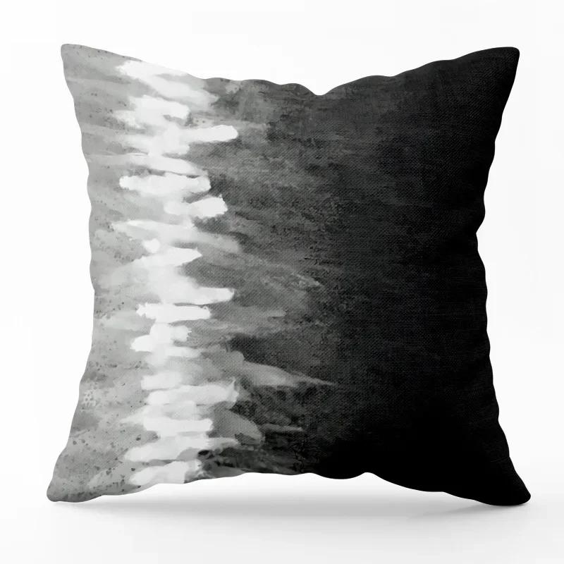 Nordic Minimalist Gray Geometric Printed Pattern Square Cushion Cover for Home Living Room Sofa Chair Decorative Pillowcase