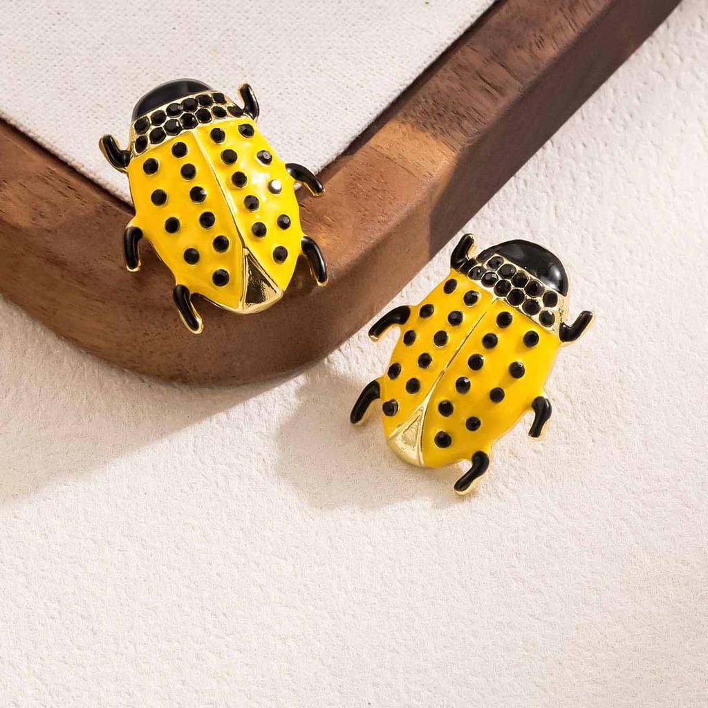 New Fashion Insect Beetle Jewelry Dripping Oil Pendant Necklace Sweet Earrings Niche Design Women Accessories
