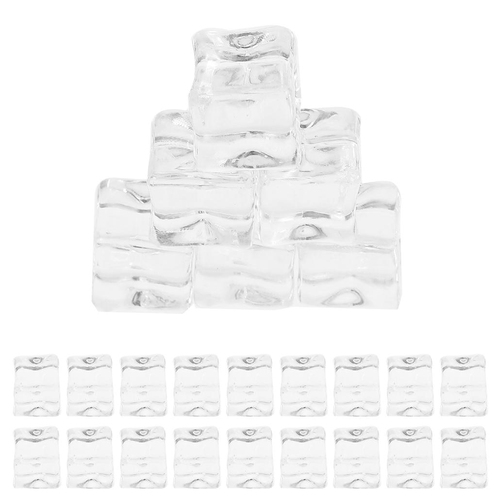 50PCS Transparente Kunststoff Eiswürfel Dekorative Kristall Stein Fotografie Requisiten Künstliche Eiswürfel Gefälschte Eiswürfel Künstliche