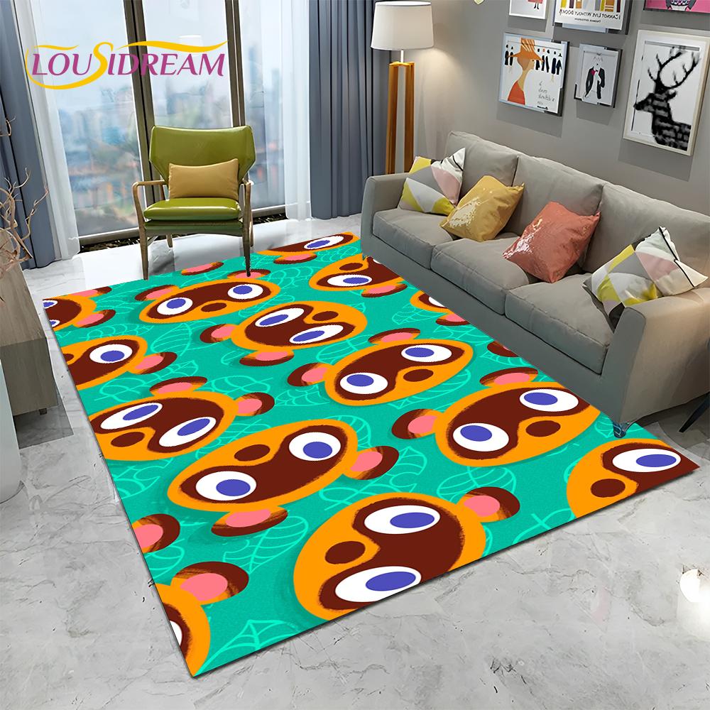 Cartoon Animal Crossing New Horizons Area Rug,Carpet Rug for Living Room Bedroom Sofa Doormat Decor,Kids Play Non-slip Floor Mat