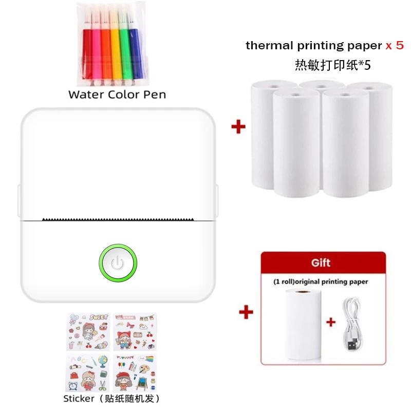 Portable Mini Printer Wireless Thermal Pocket Printers Self-Adhesive Paper for DIY Diary Stickers Quick Printing Conveniently