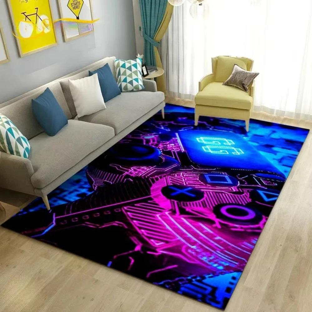 Fashion Color Gamepad Buttons Inspired Carpet Men's Cave Game Room Floor Mat Living Room Sofa Decor Rug Bedside Nonslip Rugs INS