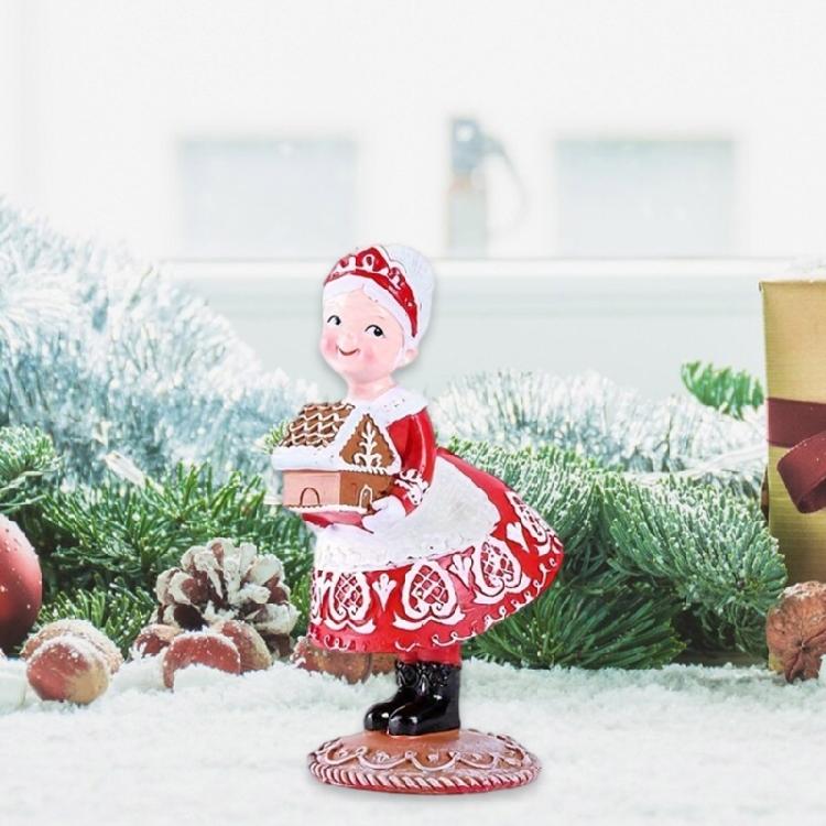 Creative Gingerbreads Santa Couple Christmas Sculptures Resins Tabletop Accent Ornament for Holiday Parties Celebration
