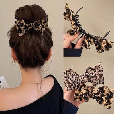 New Vintage Leopard Print Bow Premium Hair Grab  Non-slip Hair Accessory Is Suitable for Women To Wear