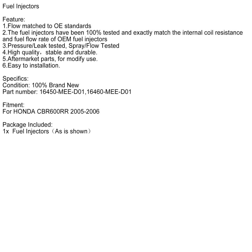 16460-MEE-D01 Fuel Injectors 16450-MEE-D01 For Honda CBR600RR 2005-2006