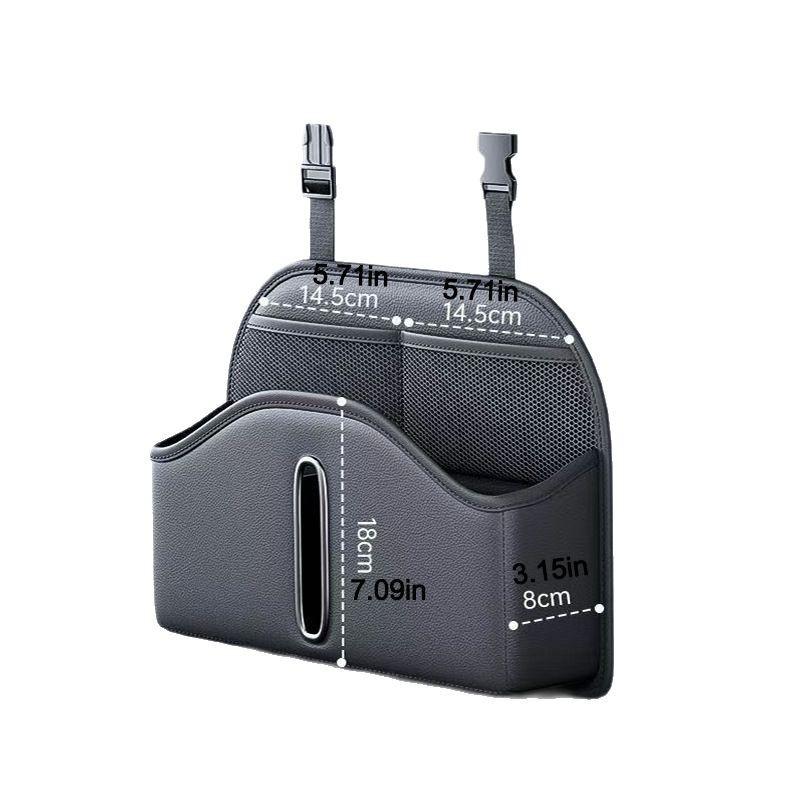 Car Seat Back Tissue Storage Bag Leather Multi-function Auto Backseat Organizer Hanging Cup Holder Umbrella Phone Pockets
