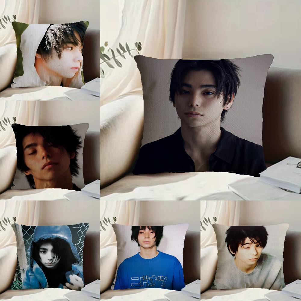 Hot Actor N-Nijiro Murakami Pillow Case Anti-dustmite Pillowcase Invisible zipper silky short plush Sofa cushion cover