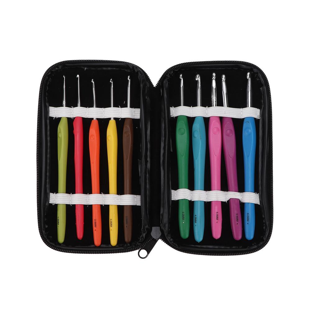 Crochet Hook 10 Sizes Ergonomic Handles Smooth Needles Bearded Needle for Arthritic Hands