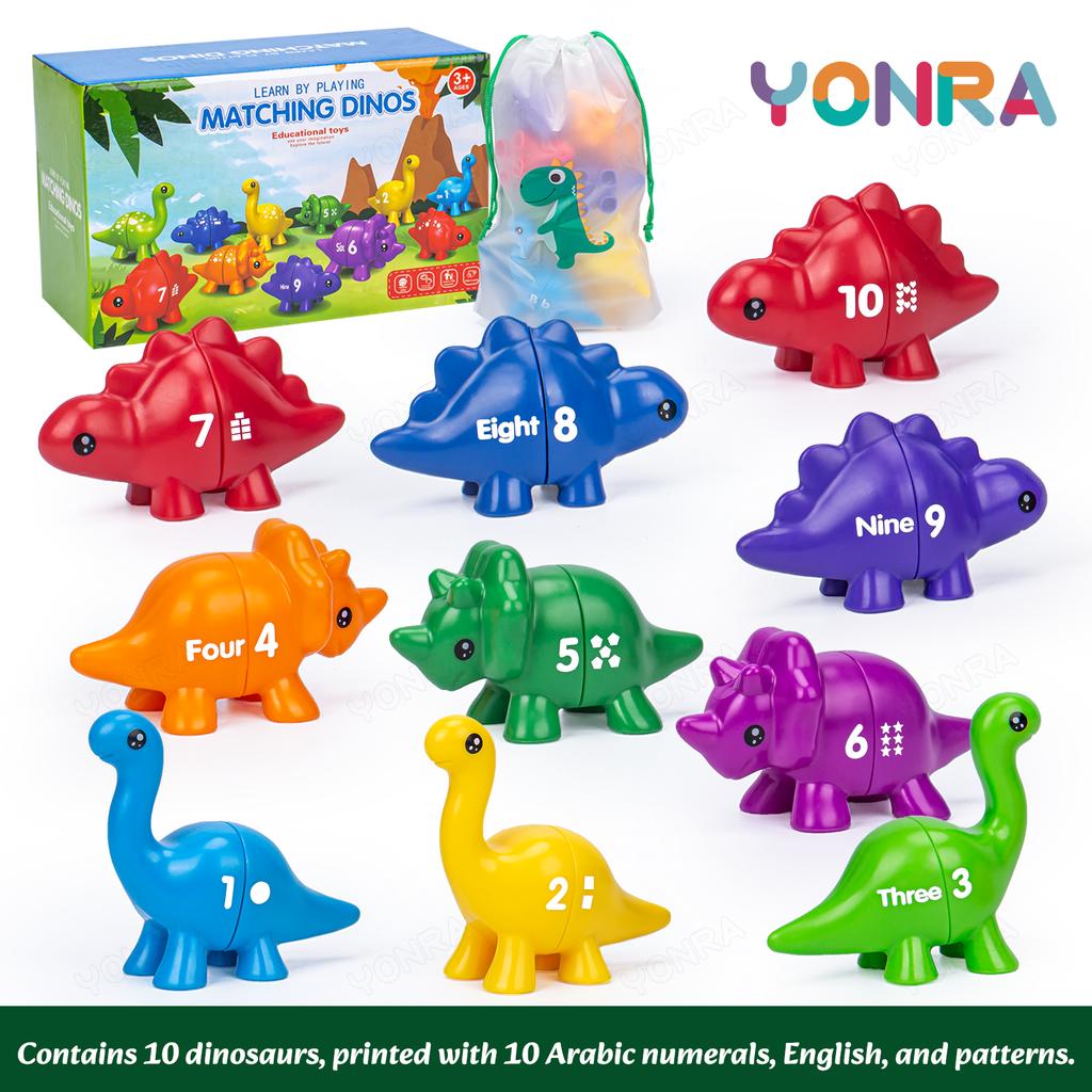 Matchande dinosaurieleksak med förvaringspåse Montessorileksaker för barn Räkneleksaker Lärande leksaker för småbarn Barns utvecklingsspel
