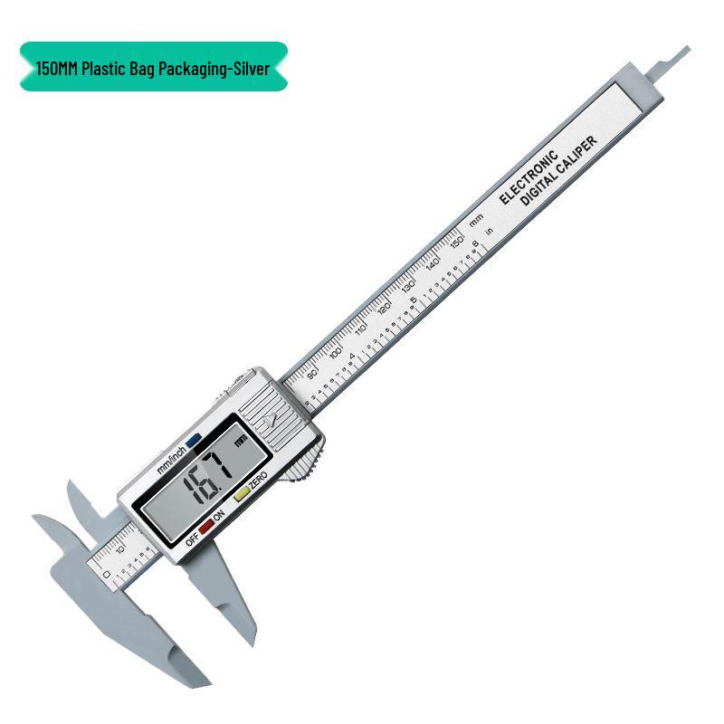 

Цифровой штангенциркуль 0-150 мм, Черный/Серебристый, Пластиковый, для измерения внутреннего/внешнего диаметра