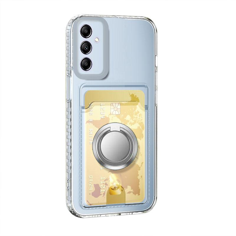 S23FE Transparent Card Slot Wallet Holder Silicone Case For Samsung S23 Ultra S21 S22 Plus Note 20 Ultra 10 Magnetic Ring Cover