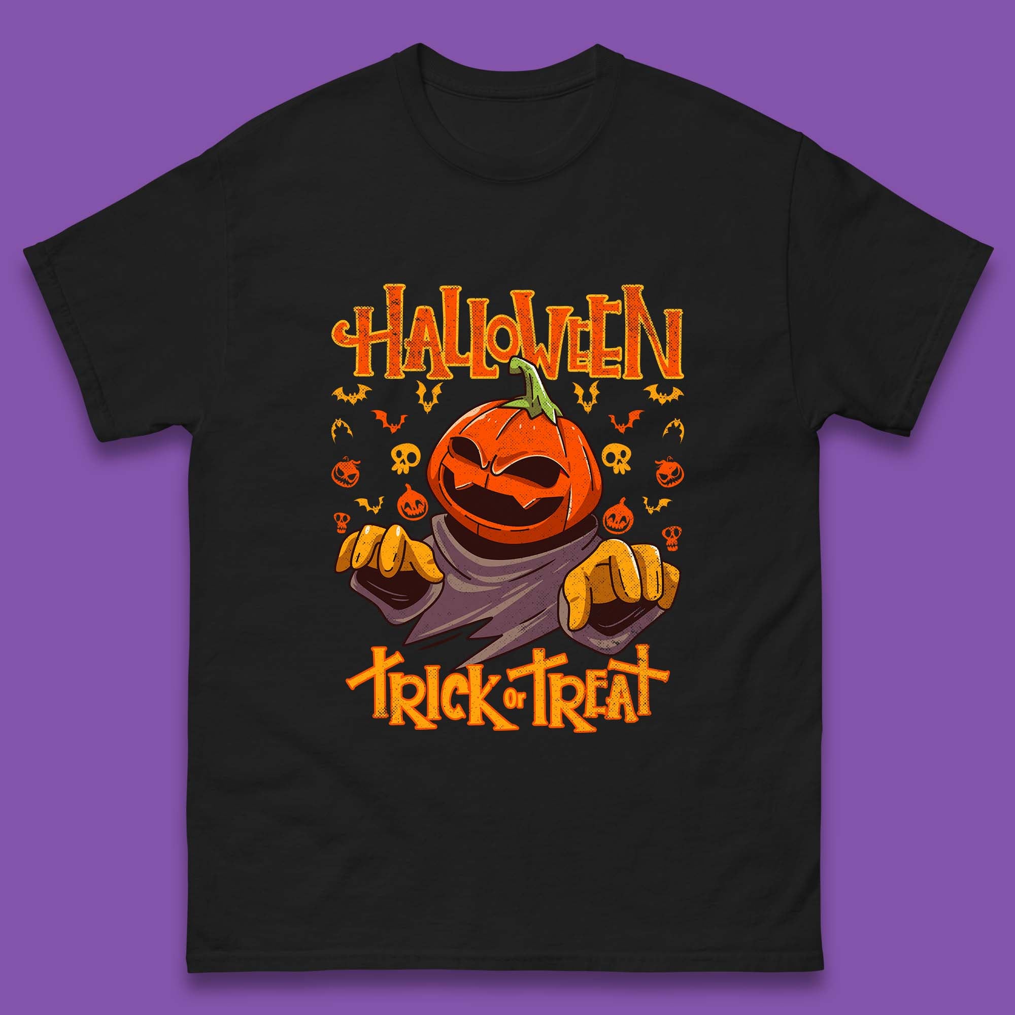 Halloween Trick Or Treat Pumpkin Character Halloween Scary Evil Pumpkin Mens Tee Top S