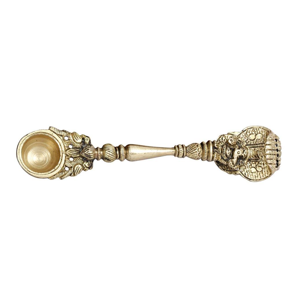 Artvarko Brass Ganesha Havan Spoon Idol Sheshnaag Ganesh Achmani Spoon