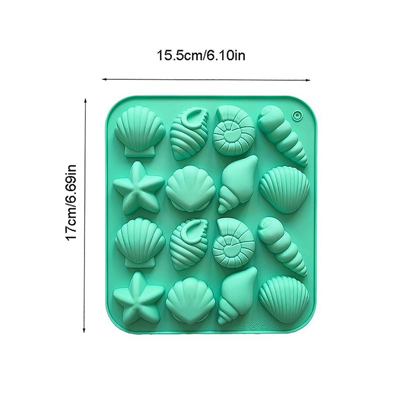 16 Cavity Shell Conch Starfish And Other Shaped Silicone Molds Diy Candy Mousse Pastry Pudding Chocolate Cake Baking Mold