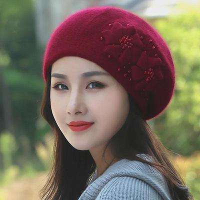 "Berretto Basco Autunno/Inverno in Lana e Pelliccia di Coniglio": Stile coreano, Foderato in velluto, Carino e Ispessito per Donne"