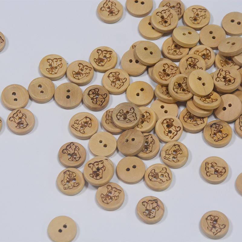 50pcs 2 Holes Natural Wooden Buttons for Clothes Decorative Button Diy Handmade 2 Eyelets Bottons Sewing Accessories3