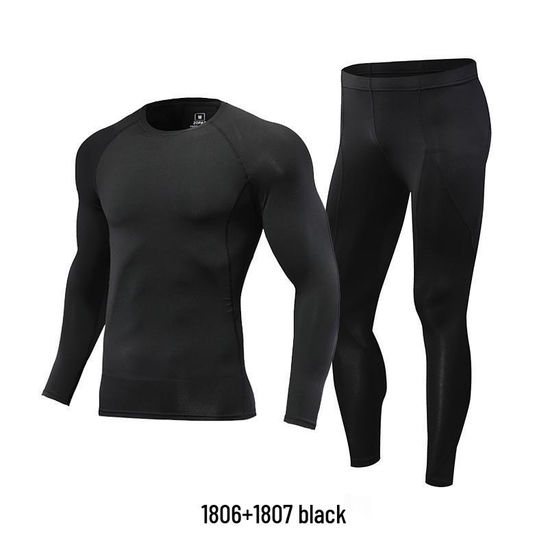 Men s Quick-Drying Elastic Compression Long Sleeve Fleece-Lined Fitness Suit S (141-150cm)