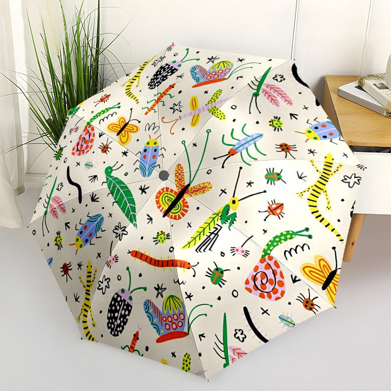 

1pc Insect Pattern Automatic Open/close Folding Umbrella, Compact Portable Travel Umbrella, Durable Construction yy251230170