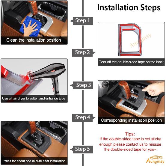 Aunginsy Gear Shift Panel Trim Cover Fit Toyot@a Tundra 2014-2021 Car Gear Shift Console Anti-Scratch Panel Frame Gear Shift Panel Decoration Cover