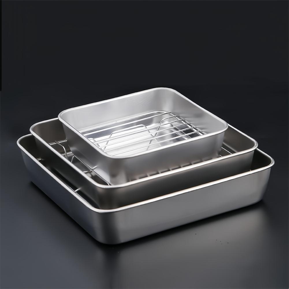 Stainless Steel BakingPan Roast Turkey Tray With Cooling Rack Kitchen BBQ Cake