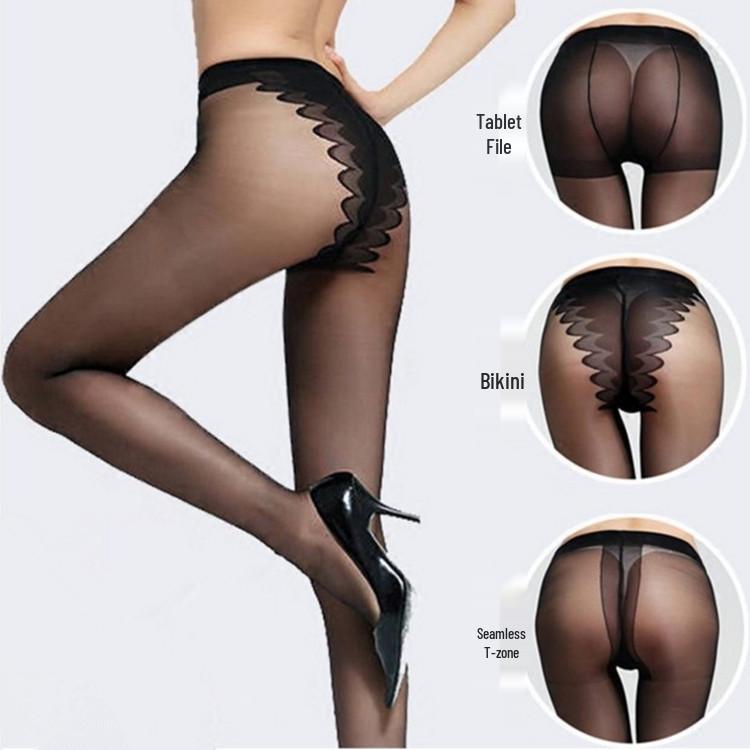 Spring & Summer Women's Ultra-Thin 10D Silk Pantyhose with Sexy Bikini and Butterfly Crotch Design