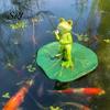 Funny Frog Gift for Gardeners Floating Statue, Lotus Leaf Fishing Figurine, Cute Resin Pond Water Surface Decor Ornament Fish Tank Aquarium