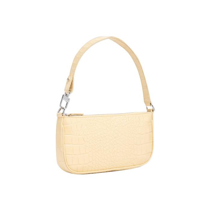 By Far Rachel Series Crocodile Pattern Underarm Bag Leather Handbag Shoulder Bag Women handbags Goose-Yellow 21CRRCLSWHTDMED-WHT
