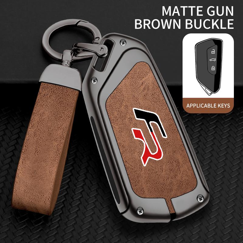 Vrdpn5 Suitable for Seat Ateca Leon FR 2 Ibiza Zinc Alloy Car Key Cover High-end Genuine Leather Car Key Case Buckle Auto Accessories