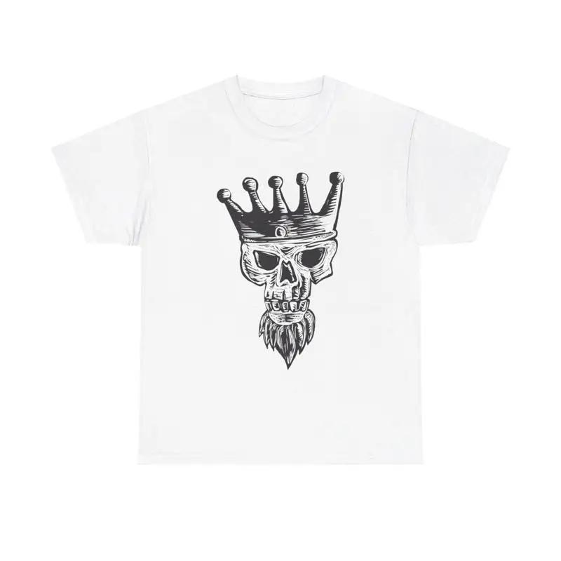 King Skull Crown T Shirt Beard Royalty Power Vintage Gothic Death Art Hipster