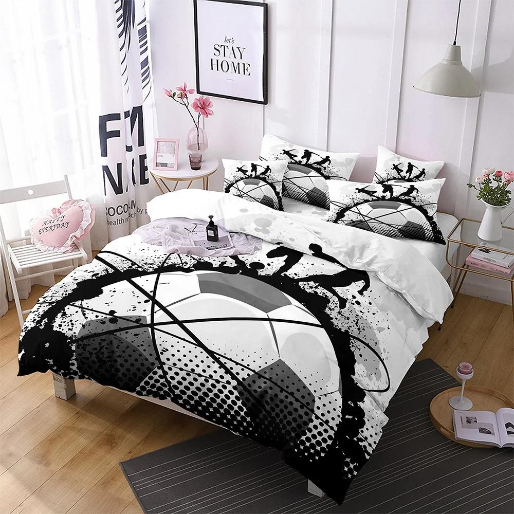 Duvet Pillowcase Football Sports Bedding Set HD Printing Bedroom Decoration for Children and Adults Home Boutique Gifts