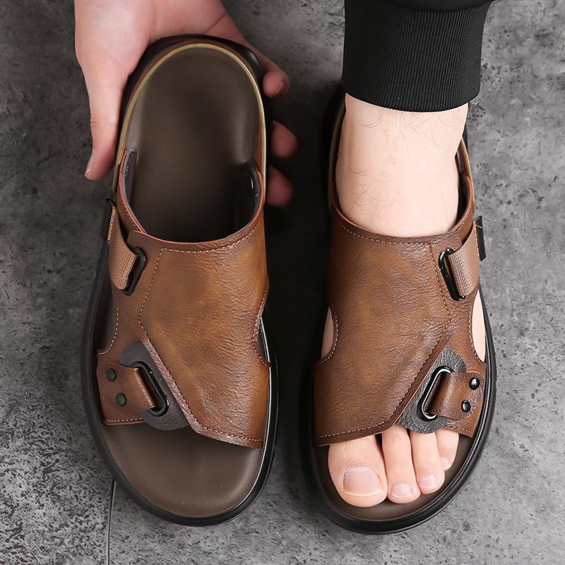 Spring/Summer 2025 Breathable Soft Leather Outdoor Beach Shoes, Wear As Slippers or Sandals, Size 38-47