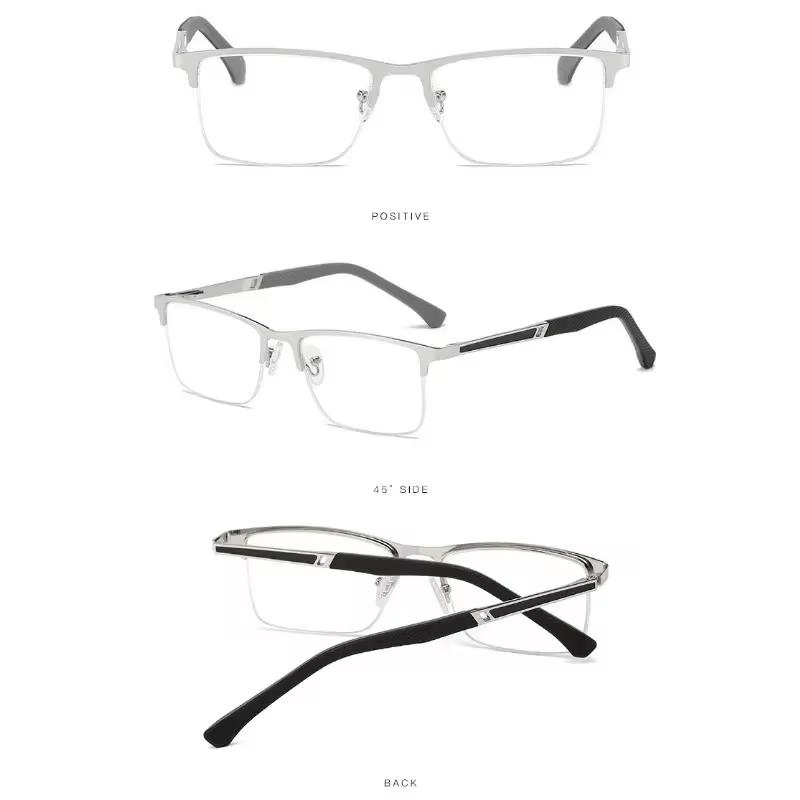 Men's Half-frame Business Reading Glasses Anti-blue Light Anti-fatigue Metal Frame Presbyopia Glasses +1.0 To +4.0