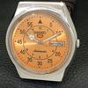 AUTOMATIC VINTAGE SEIKO 5 JAPAN 6349A MENS ORANGE COLOR DIAL WATCH a701293-5 R206a-a701293