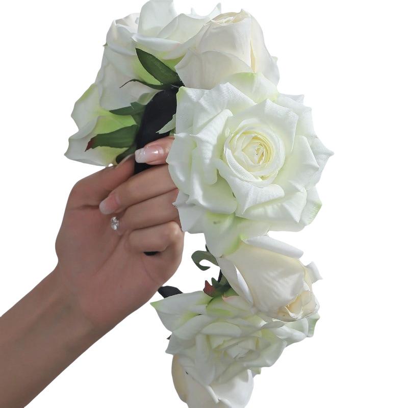 Romantic Bohemian Faux Rose Headband for Halloween Parties and Banquets