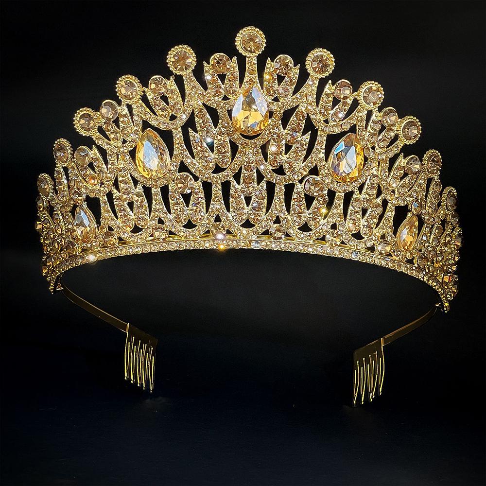Rhinestone Crystal Bridal Tiara Wedding Crown Set Sparkling Metal Headpiece Zircon Engagement Pageant Bridal Hair Accessories