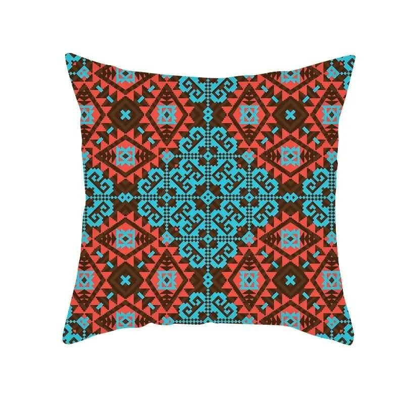Boho Pillowcase Mystical Abstract Geometric Sofa Pillowcase Ethnic Colorful