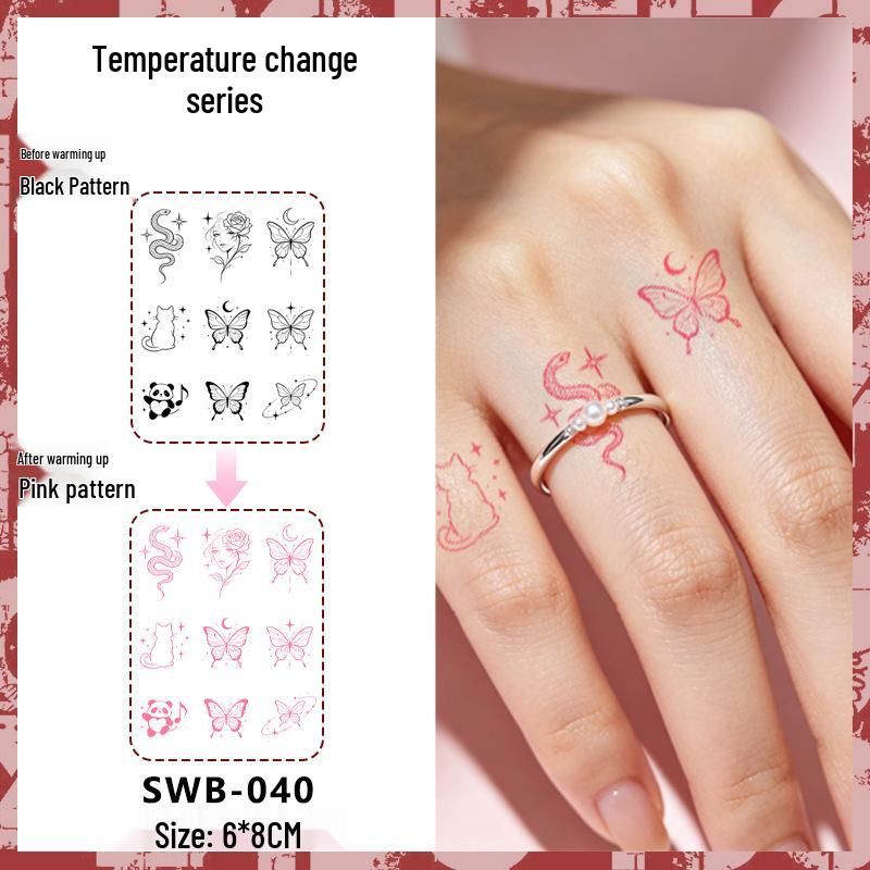 Temperature-Sensitive Succubus Finger Color-Changing Waterproof Tattoo Sticker - Cute Cartoon Design