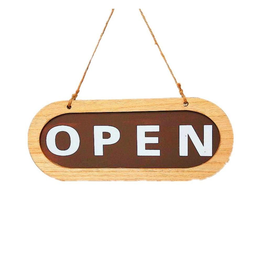 Wooden Double Sided Door Sign Rope Hanging Business Open Sign for Store Door Hanging Tag Bar Use