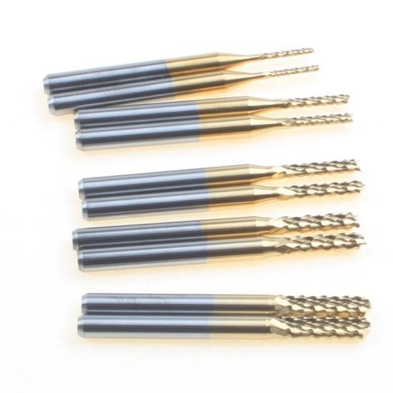 10Pcs 1-3mm Edge Titanium Coated Milling Cutter Woodworking Engraving Bit Tool