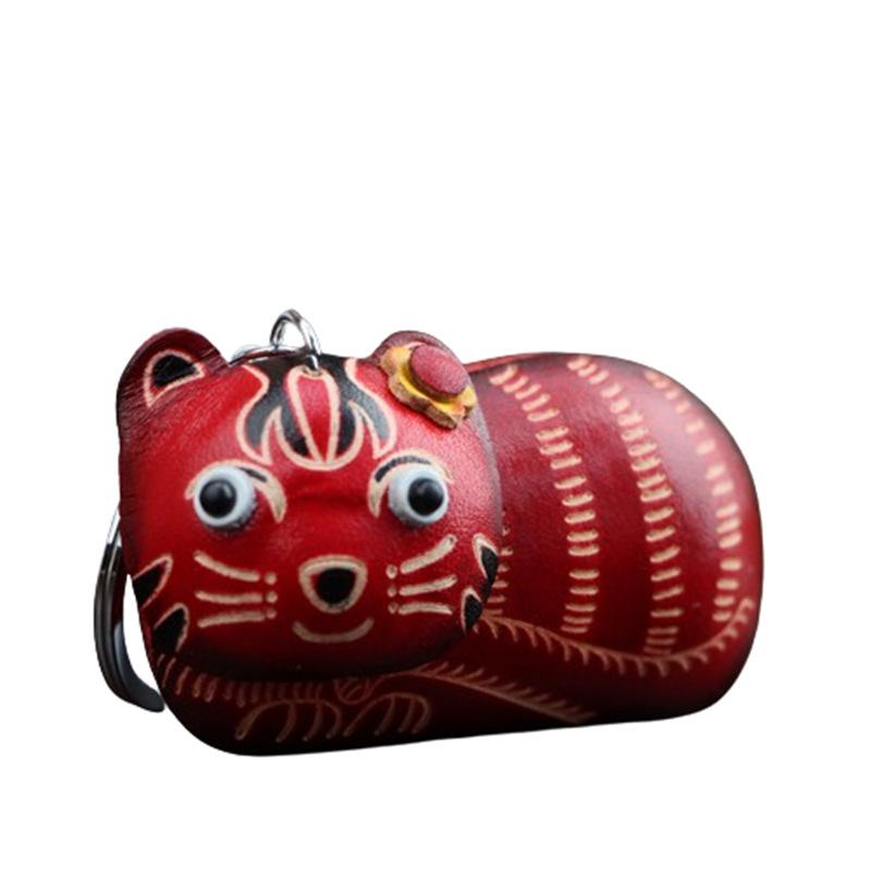 The First Layer Of Cowhide Kitten Keychain Pendant, Locomotive Car Key Chain, Accessories, Bags And Small Pendants Are Cute And Trendy.