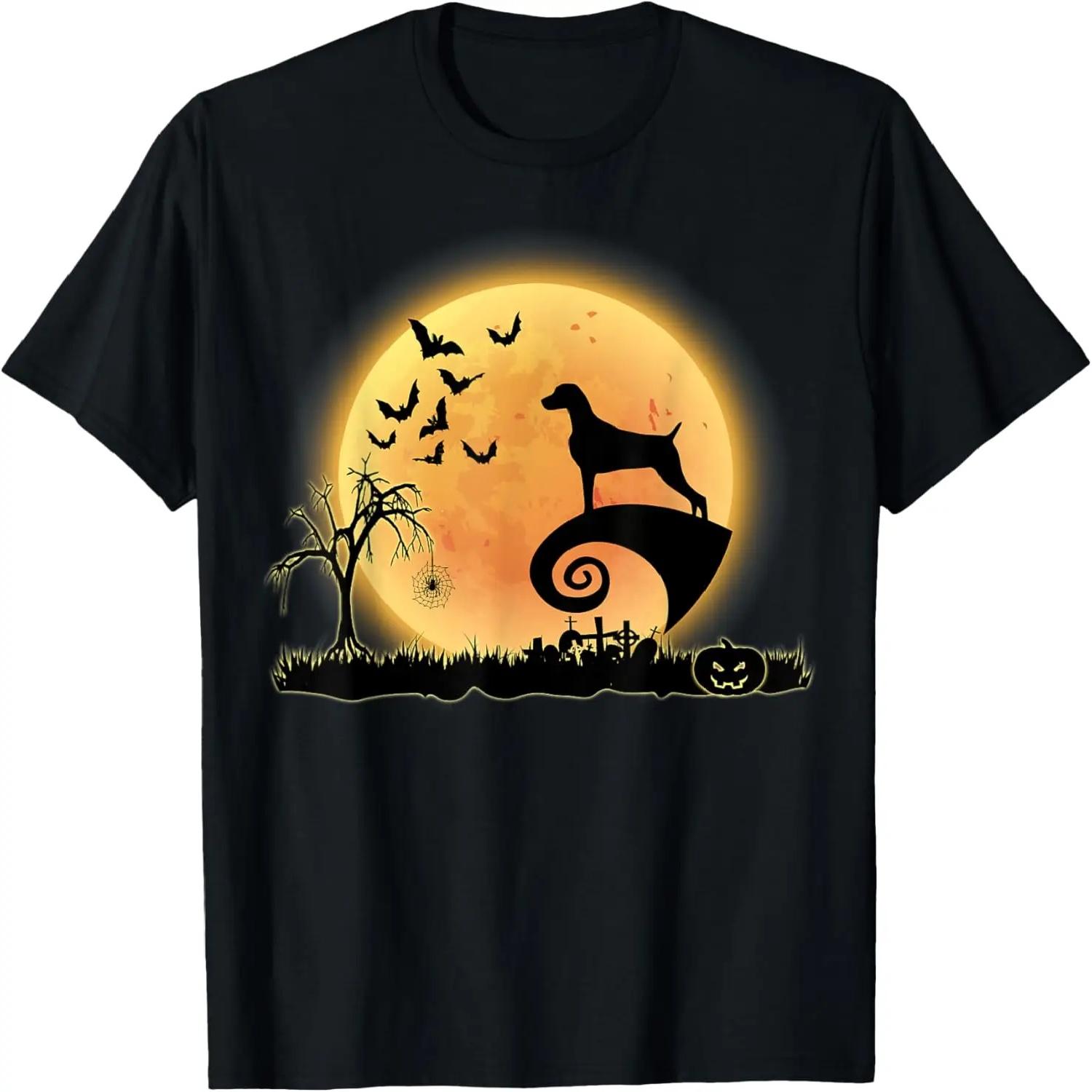 Weimaraner Dog Scary And Moon Funny Halloween Costume T-Shirt S чёрный