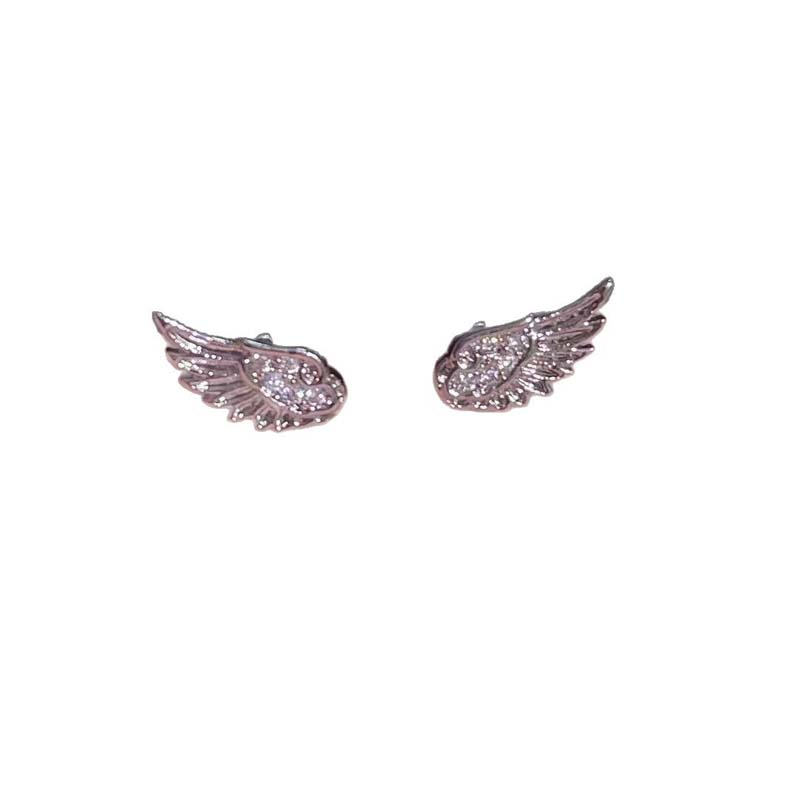 Shiny Zircon Angel Wings Stud Earrings for Women Men Couple Multiple Ear Holes Fold Wear Ear Bone Stud Jewelry Gifts