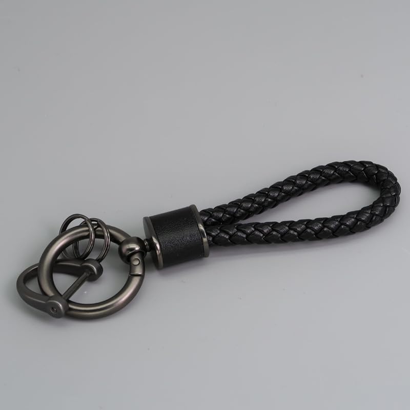 Rockyu Keychain, Men's, Women's, Braided Leather, Car Key Ring, Simple, Stylish, Lightweight, Durable, Gift,