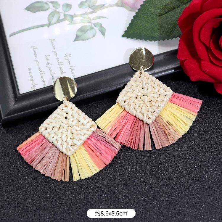 Vintage Urlaubs Rattan Bast Ohrstecker Weiblichkeit Strand Ohrringe personalisierte Ohrringe handgemachte Ohrringe