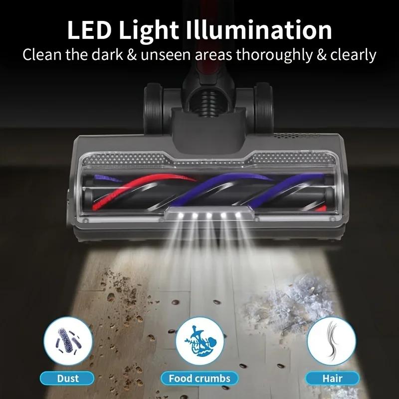 Roller Brush Head Fit for Dyson V7 V8 V15 V10 V11 Vacuum Cleaner with Five LED lights, Suitable for carpets hardwood Floors